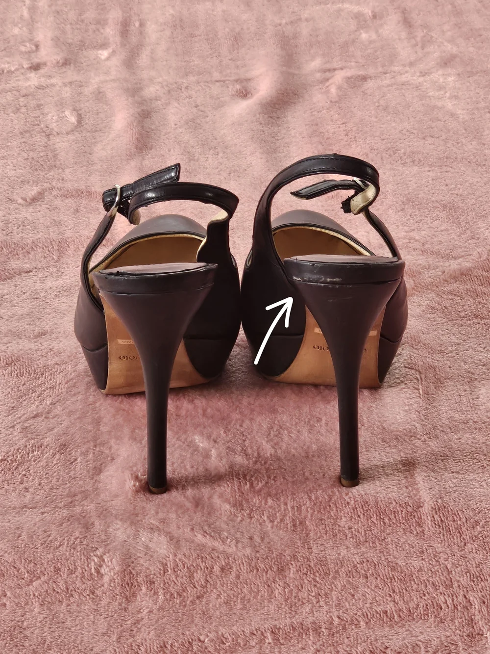 Size 6.5 Barneys New York Black Leather Platform Slingback Pumps Size 37